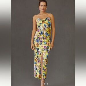 By Anthropologie Twist-Front Midi Dress - Floral Wedding Guest Dress